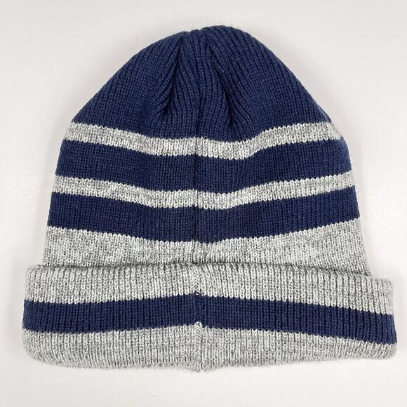 Denver Broncos 47’ Beanie Hat Cap Knit Cuffed Gray Navy Blue Stripped Mens Thick - Picture 2 of 8